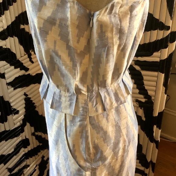 Calypso St. Barth Raw Silk Dress White Blue Large - Picture 7 of 8